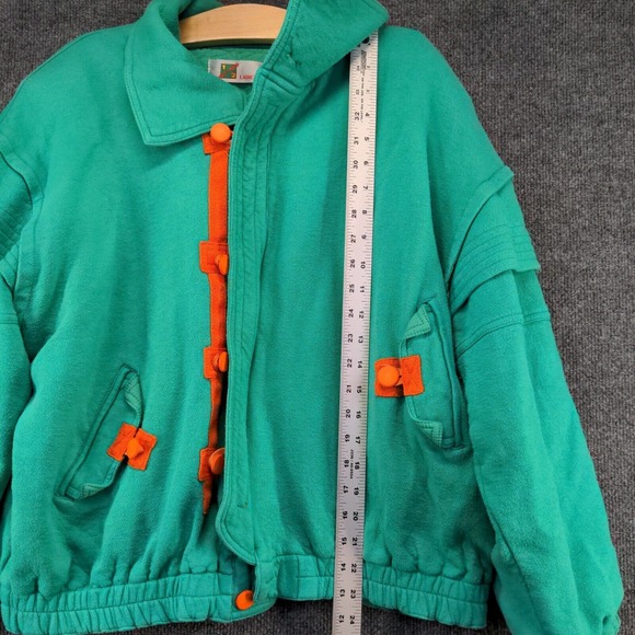 Why And 1/2 Ladies Jacket Long Sleeve Green Actual 52x23 Shoulder Pads Funny Pig - Picture 12 of 14